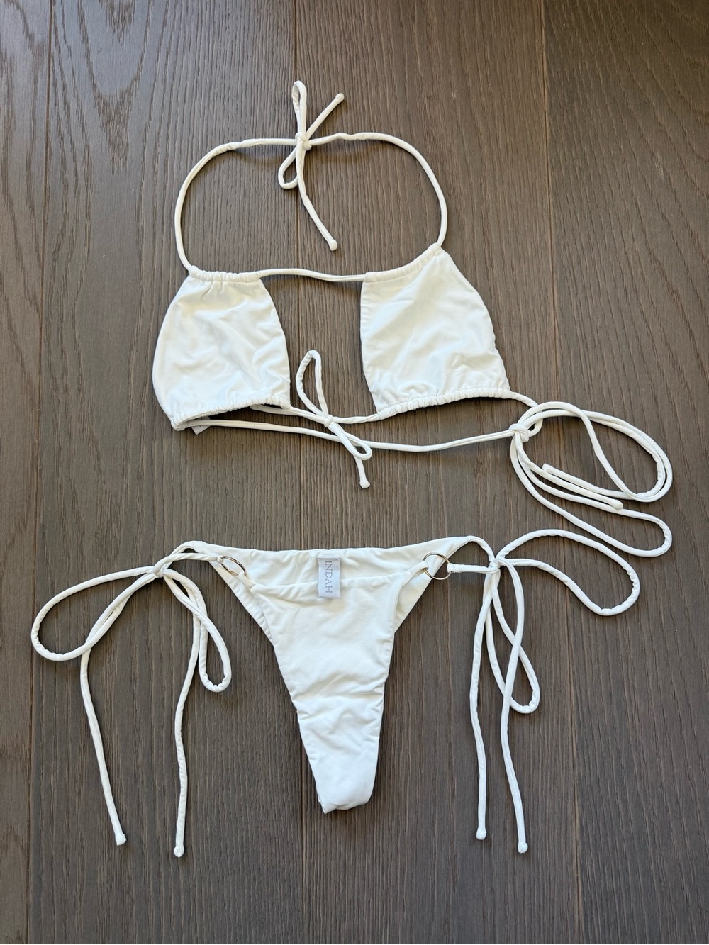 Indah White Triangle String Bikini - Picture 7 of 9
